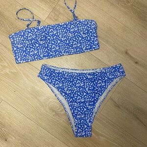 Blue Floral Two-Piece Bikini Set